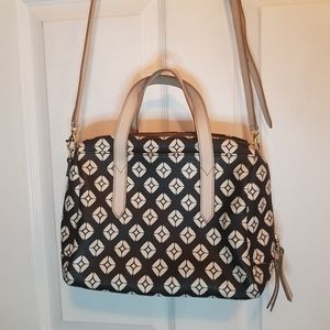 Fossil Leather Diamond Pattern Satchel Bag